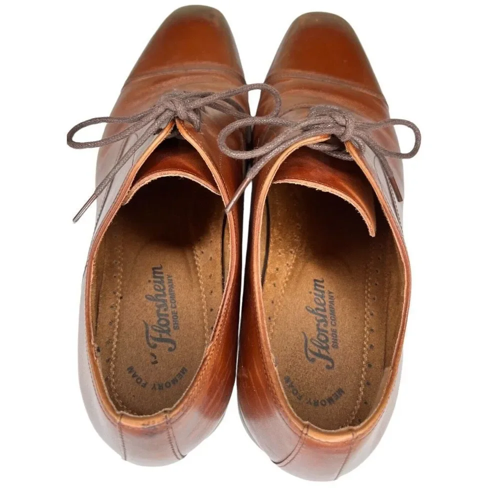 Florsheim Men Size 10.5D Brown Leather Shoes Dress Oxford‎ MEMORY FOAM